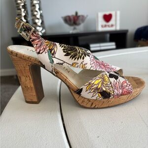 Anne Klein Multicolor Floral Cork Heels